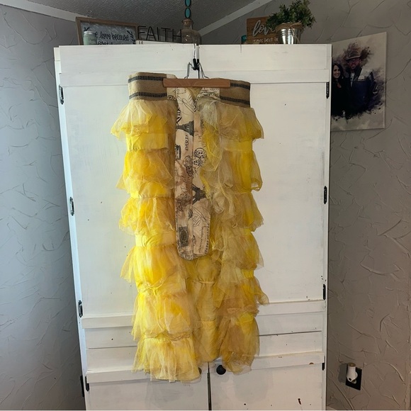 One of a kind Paris Montana Bustle Skirt Golden Tiered Maxi Skirt! One Size - Picture 8 of 16